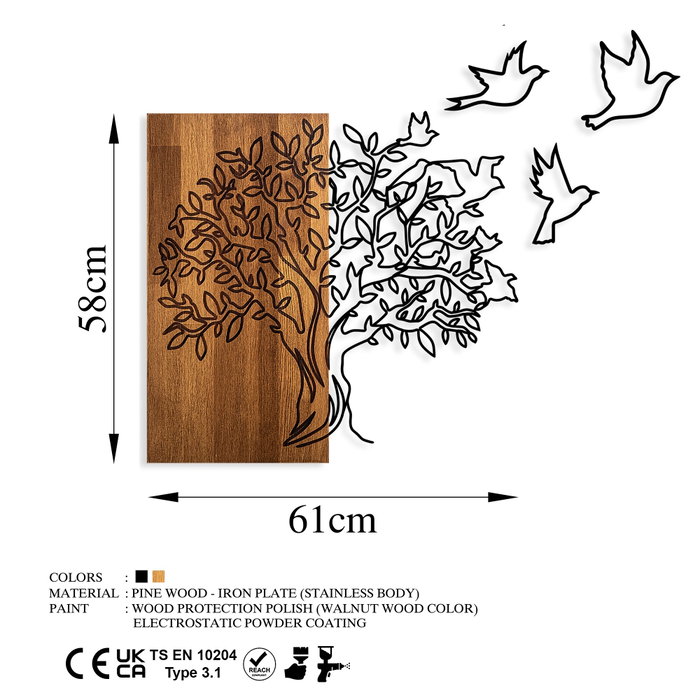 Wallity Tree And Birds 1 - Escultura de Pared de Madera y Metal Wallity Tree And Birds 1 - Escultura de Pared de Madera y Metal